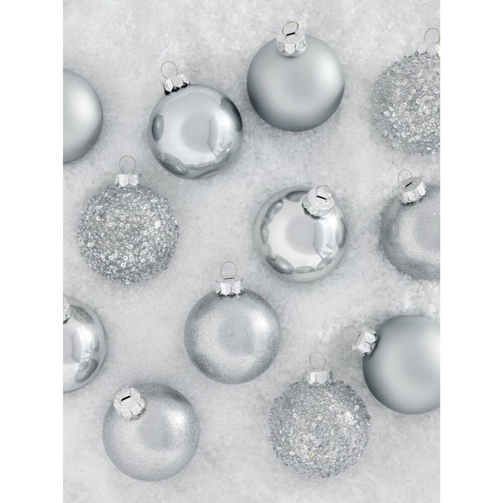 Pottery Barn Mixed Ornaments - Set of 12 Silver